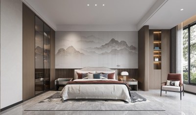 新中式卧室3D模型下载